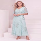 Plus-Size Flutter Sleeve Allover Embroidered Gown image number 0