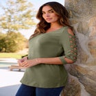 Plus Size Ultimate Lattice Sleeve Tee image number null