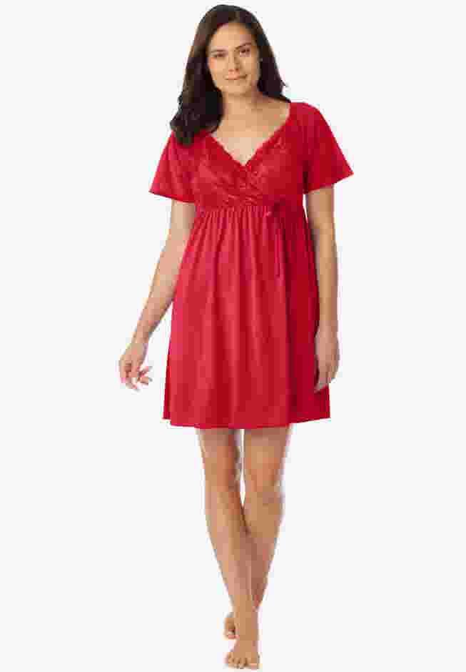 Short-Sleeve Lace Top Gown image number 0