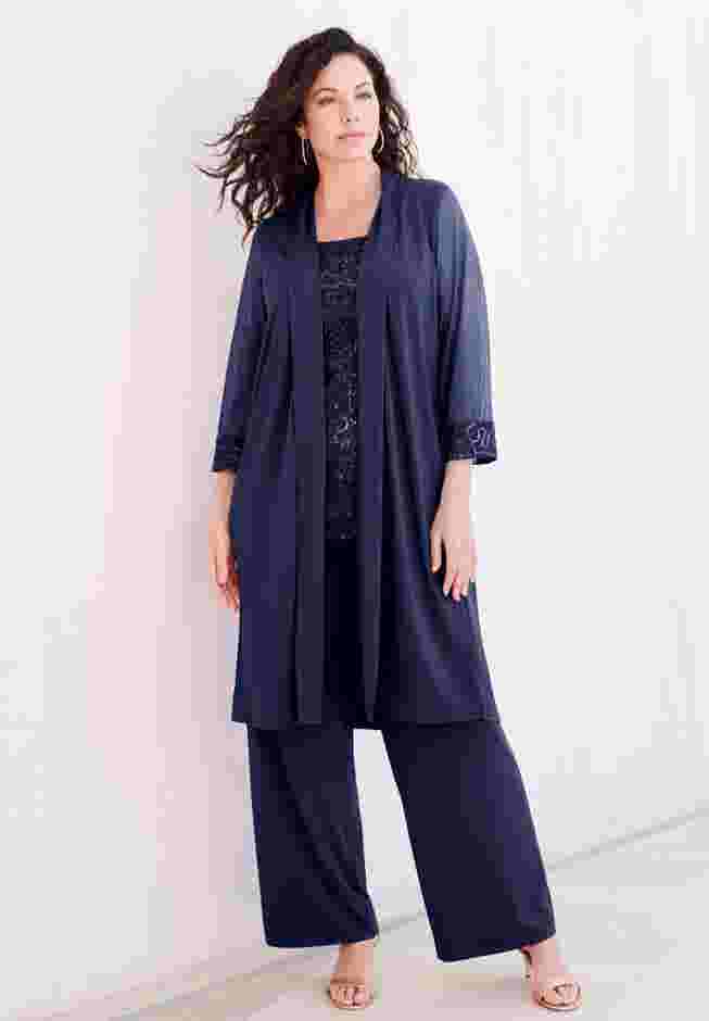 Ultrasmooth® Sequin Duster Pant Set image number 0