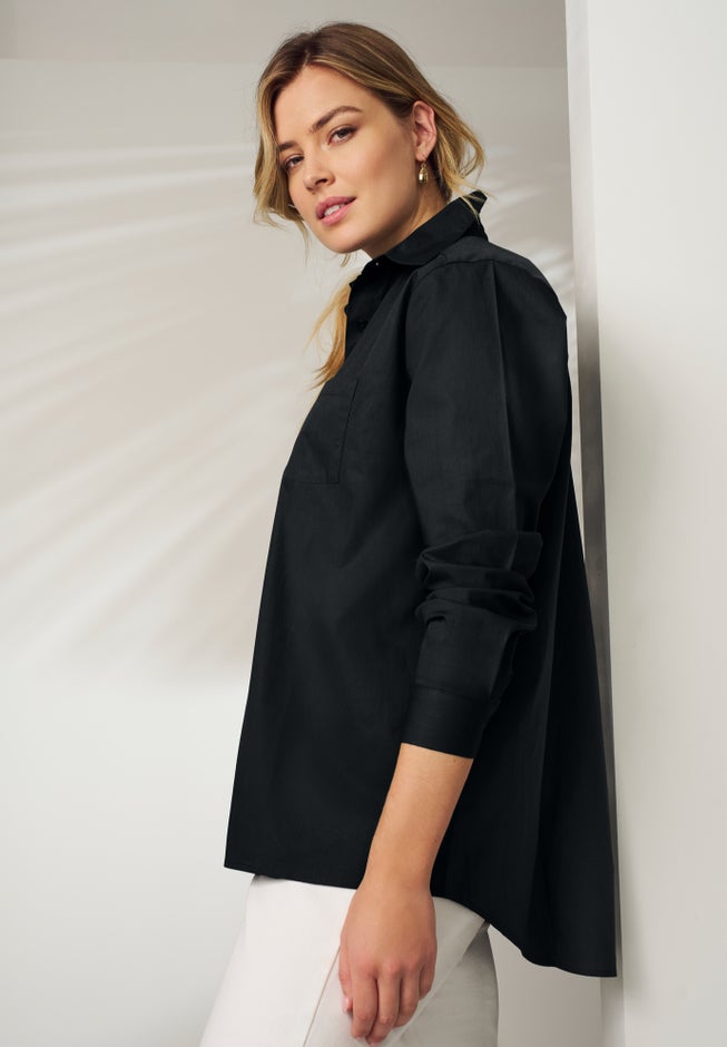 Wrinkle-Free Stretch Cotton Oversized Shirt image number 2