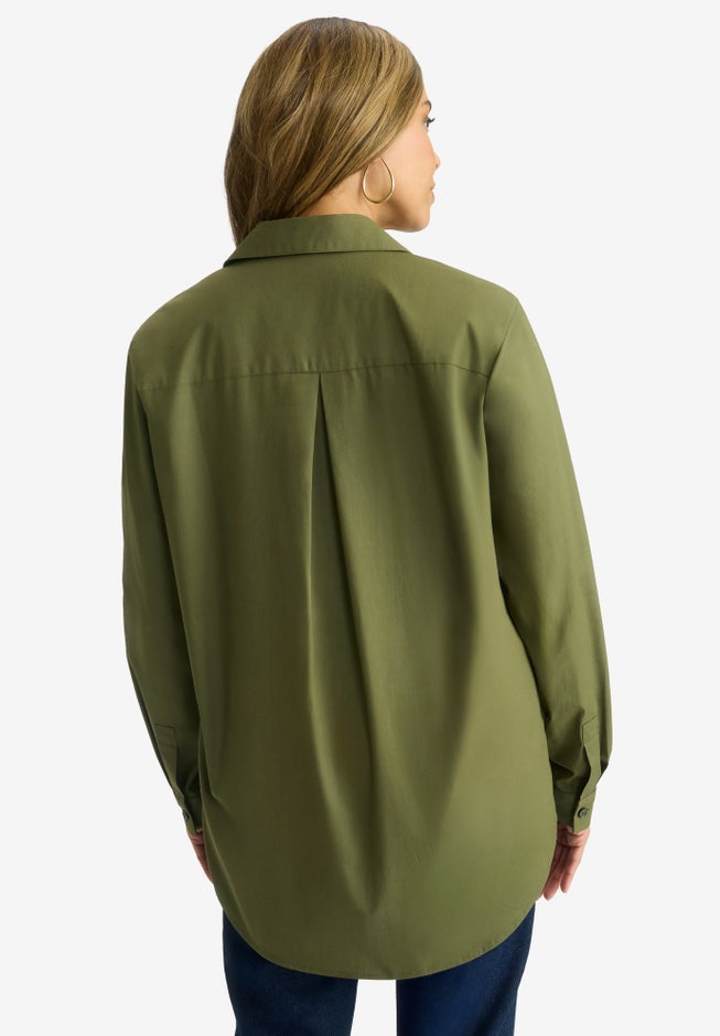 Wrinkle-Free Stretch Cotton Oversized Shirt image number 2