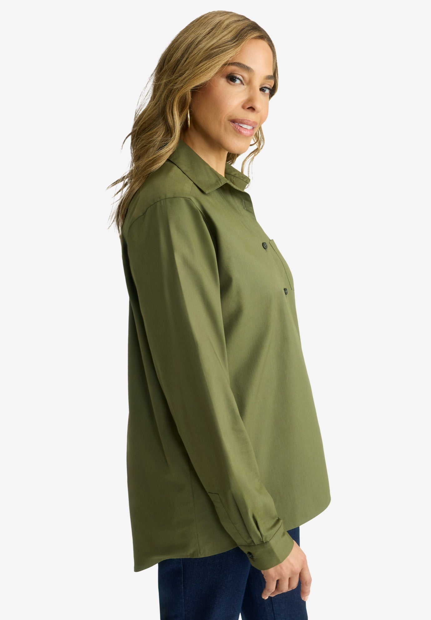 Wrinkle-Free Stretch Cotton Oversized Shirt image number 3