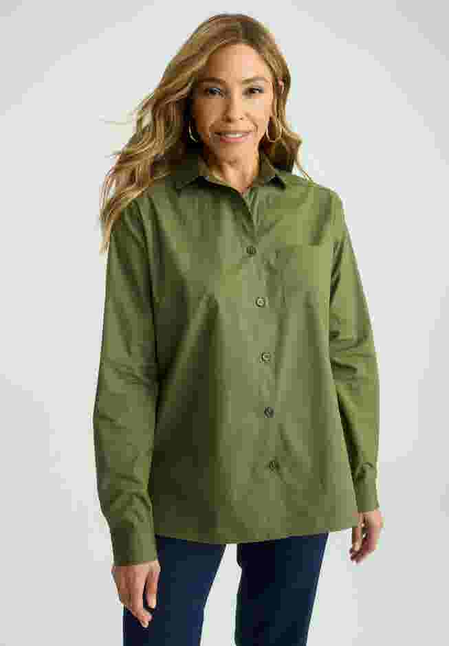 Wrinkle-Free Stretch Cotton Oversized Shirt image number 0