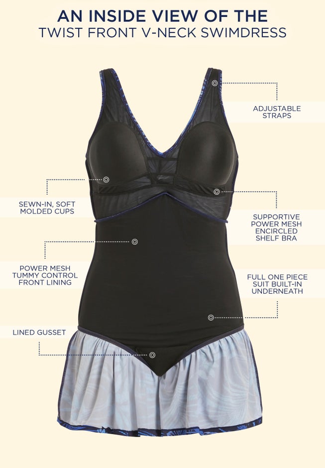 Twist Front V-Neck Swimdress image number 2