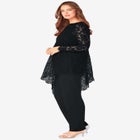 Plus-Size Asymmetrical Lace Pant Set –Long Sleeve Lace Scalloped Tunic & Elastic Waist Pants image number null