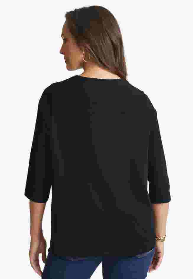 Stretch Cotton Henley Top image number 1