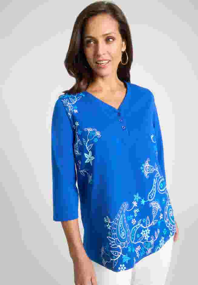 Stretch Cotton Henley Top image number 0