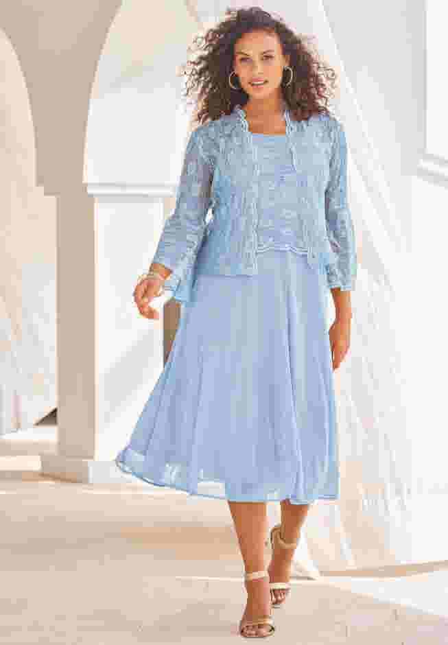 Glitter & Lace Jacket Dress Set image number 3