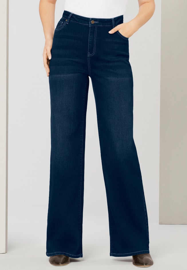 Plus Size Classic Stretch Wide Leg Jean image number 0