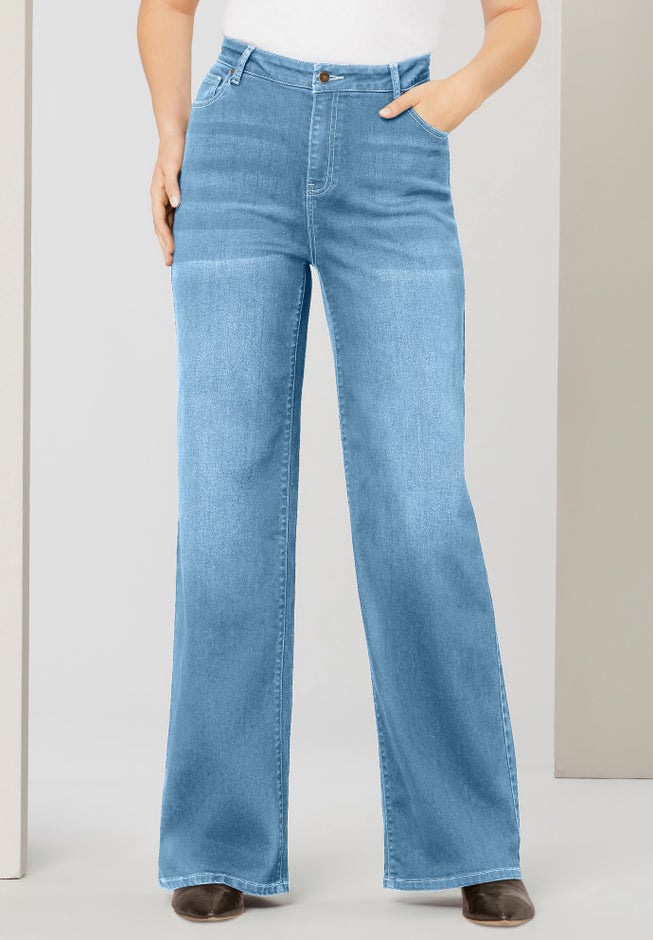 Plus Size Classic Stretch Wide Leg Jean image number 0