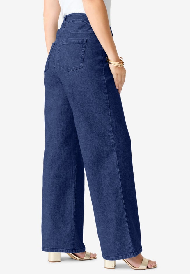 Plus Size Classic Stretch Wide Leg Jean image number 2