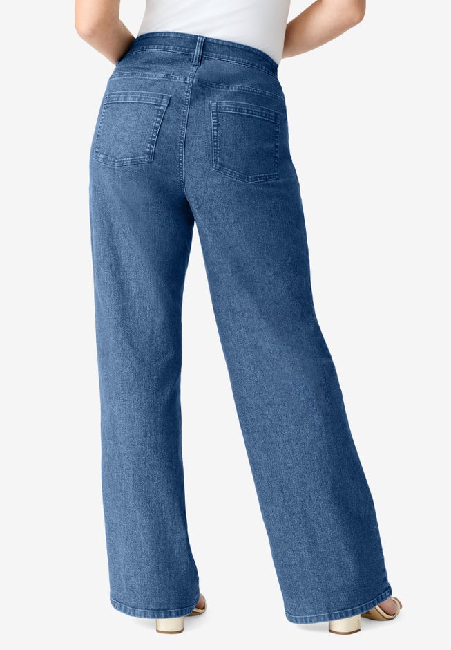 Plus Size Classic Stretch Wide Leg Jean image number 1