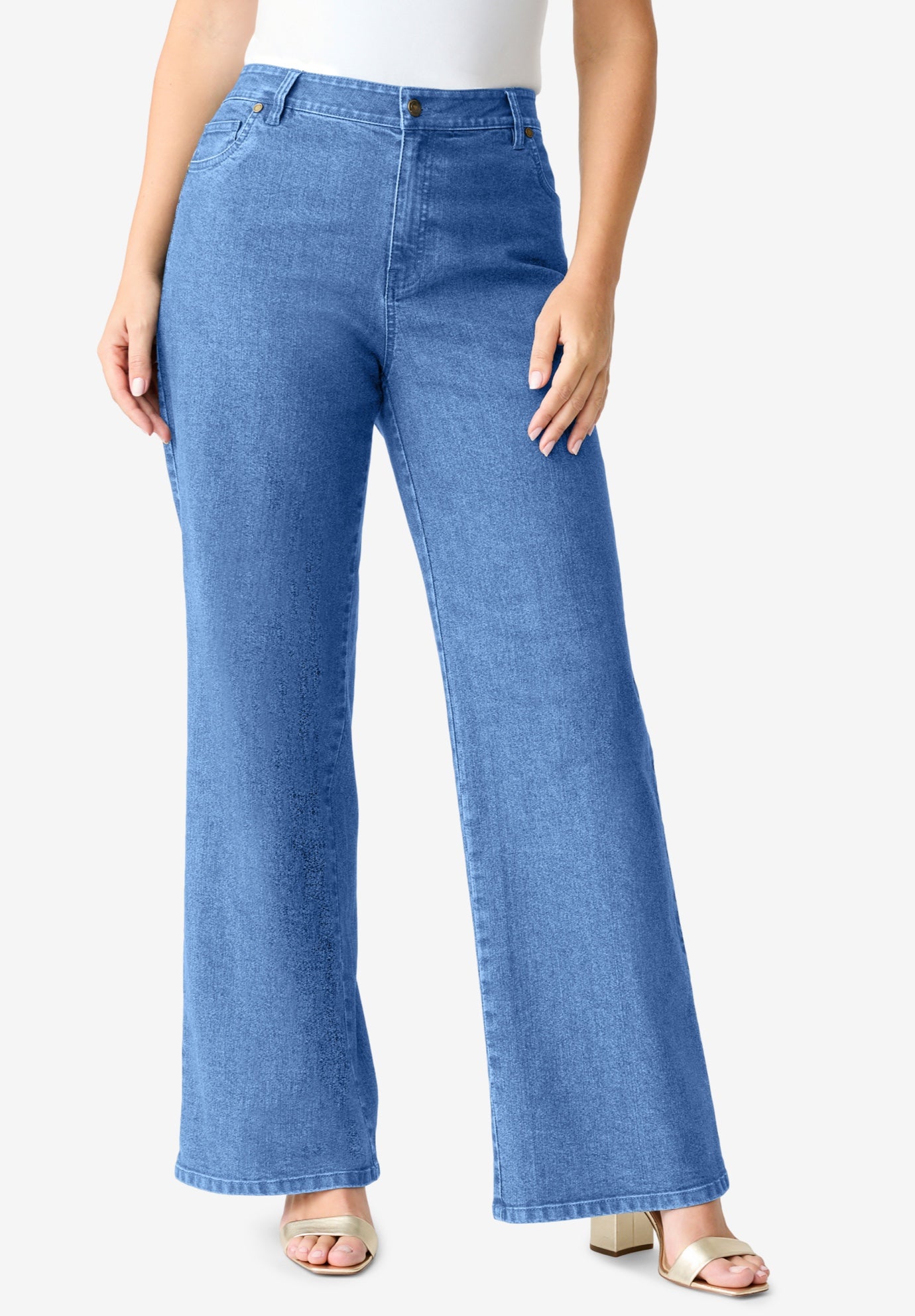 Plus Size Classic Stretch Wide Leg Jean image number 3
