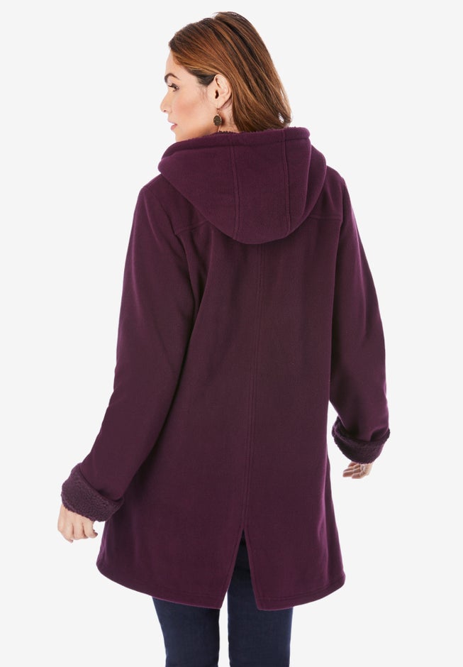 Plus Size Hooded Sherpa Fleece Coat image number 1