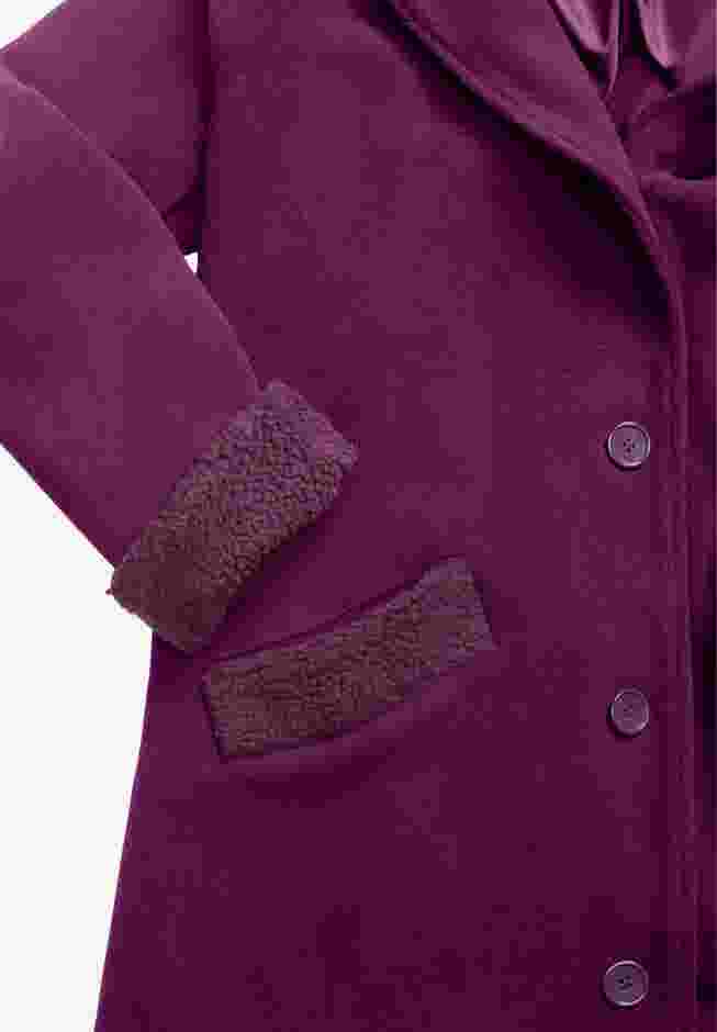 Hooded Button Front Plush Fleece Coat image number 5