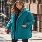 Plus Size Hooded Sherpa Fleece Coat image number null