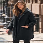 Plus Size Hooded Sherpa Fleece Coat image number null