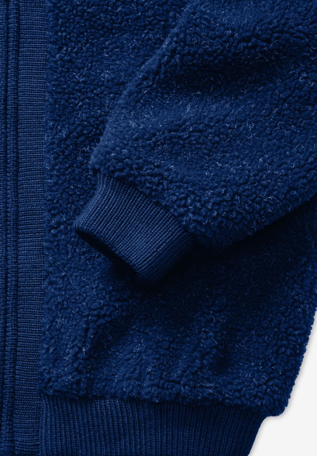 Plus Size High Collar Teddy Fleece Bomber image number 5