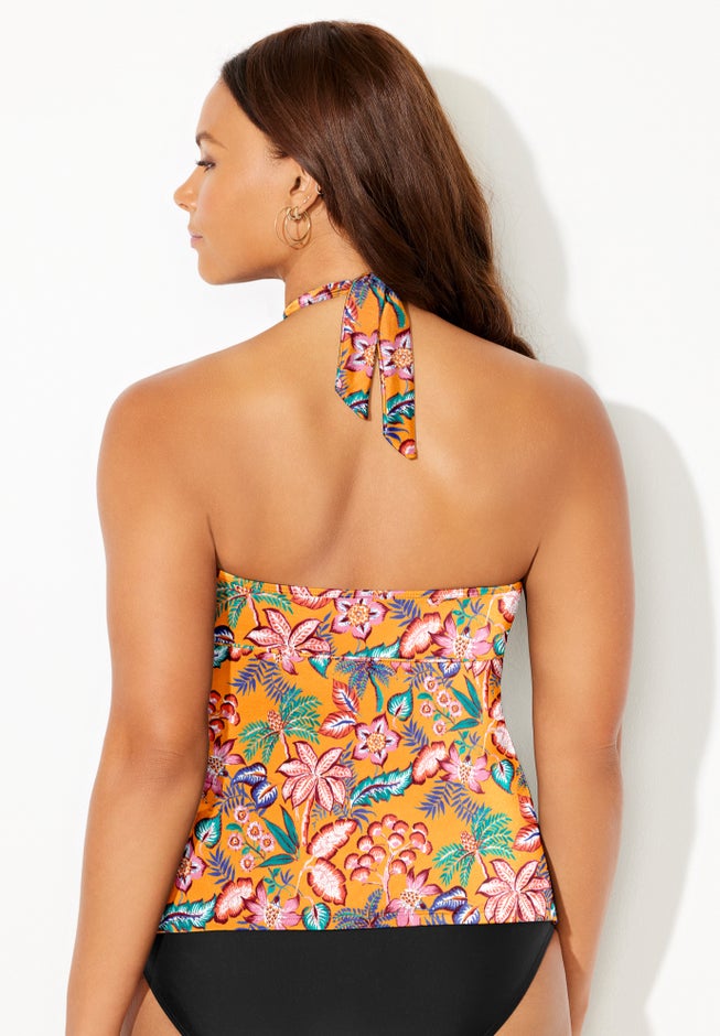Braid Trim Halter Tankini Top image number 1
