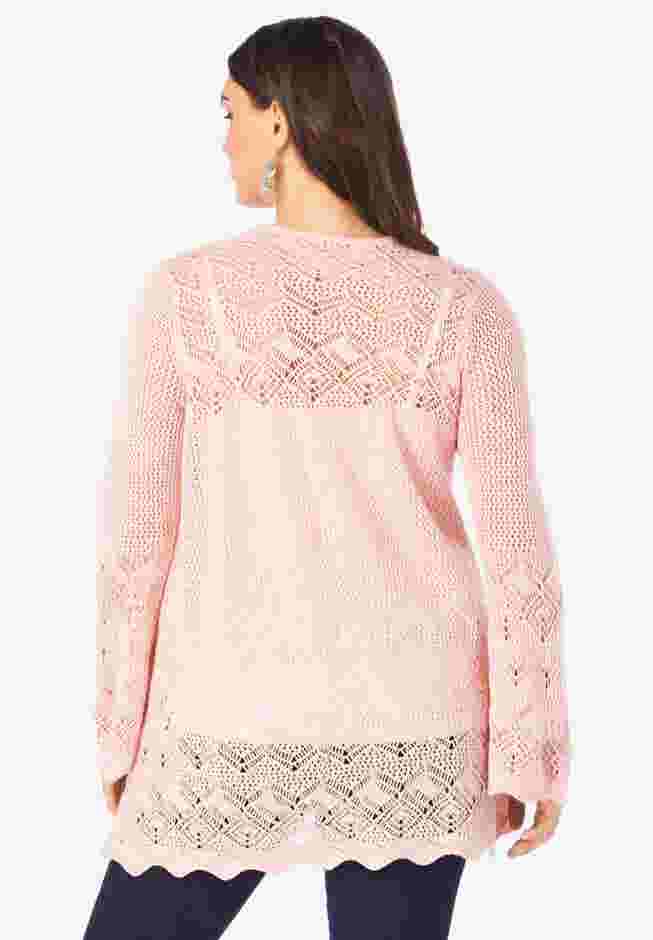 Bell Sleeve Pointelle Cardigan image number 1