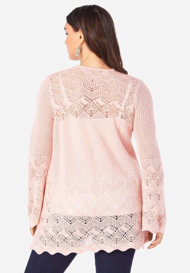 Bell Sleeve Pointelle Cardigan image number 1