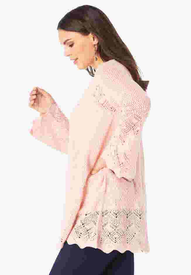 Bell Sleeve Pointelle Cardigan image number 2