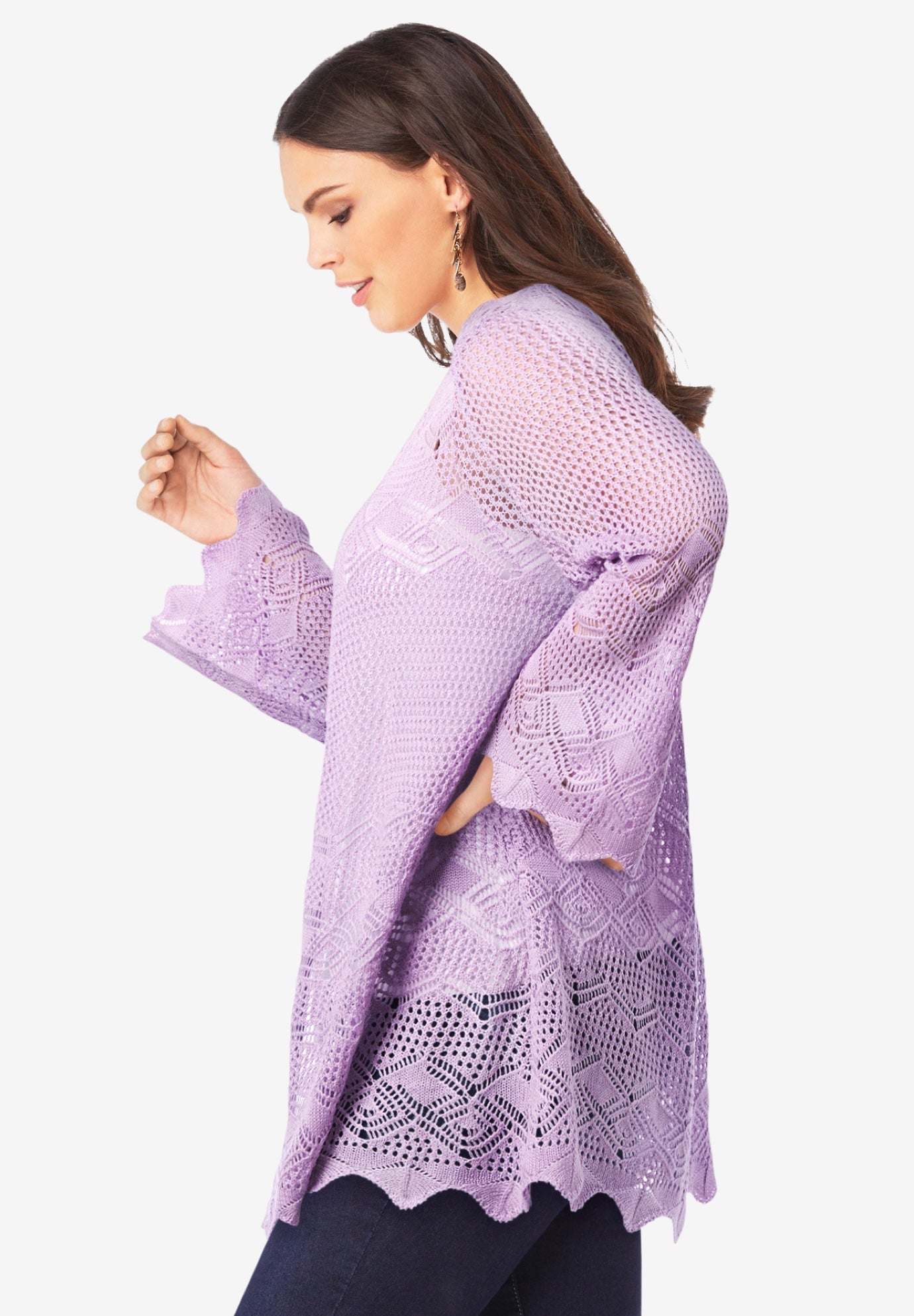 Bell Sleeve Pointelle Cardigan image number 2