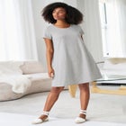 Cotton Spandex Scoop Neck Short Sleeve A Line Tee Dress image number null