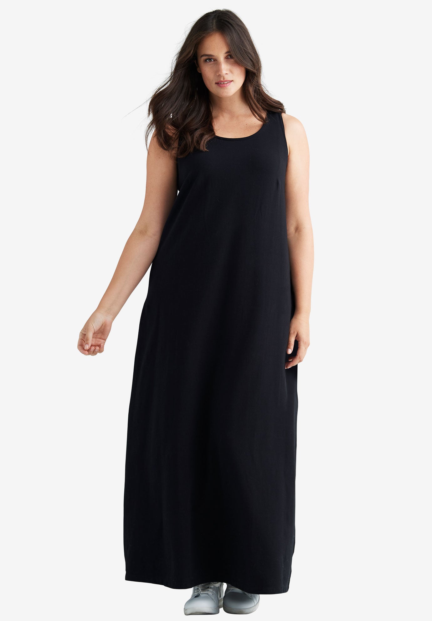 Cotton Spandex Scoop Neck Sleeveless A Line Maxi Dress image number 0