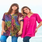 Plus Size Angelina Crinkle Crepe Y-Neck Short Sleeve Tunic image number null