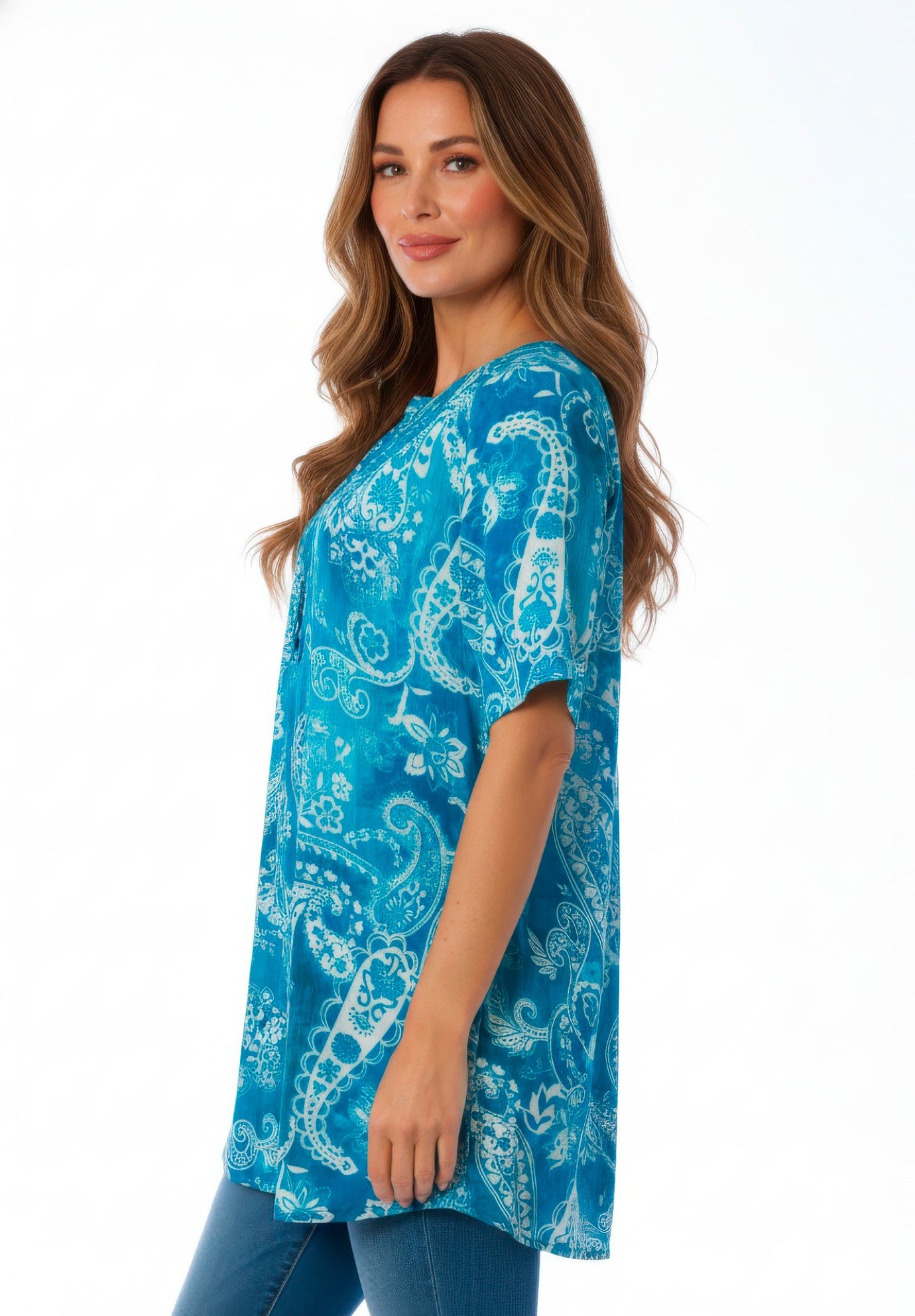Plus Size Angelina Tunic Top &ndash; Short Sleeve, Flowy Fit, Everyday Comfort image number 1