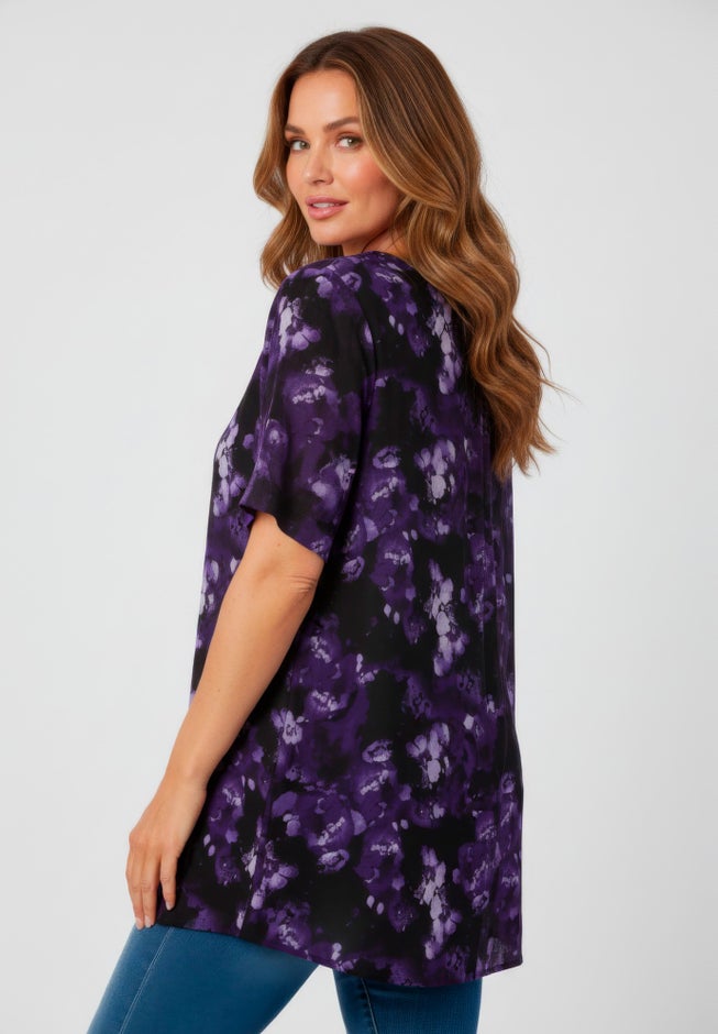 Plus Size Angelina Tunic Top &ndash; Short Sleeve, Flowy Fit, Everyday Comfort image number 2