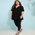 Plus Size Angelina Crinkle Crepe Y-Neck Short Sleeve Tunic image number null