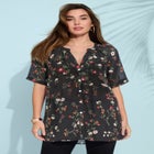 Plus Size Angelina Crinkle Crepe Y-Neck Short Sleeve Tunic image number null