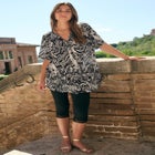 Plus Size Angelina Crinkle Crepe Y-Neck Short Sleeve Tunic image number null