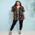 Plus Size Angelina Crinkle Crepe Y-Neck Short Sleeve Tunic image number null