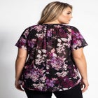 Plus Size Angelina Crinkle Crepe Y-Neck Short Sleeve Tunic image number null