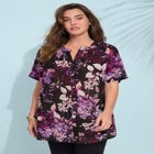 Plus Size Angelina Crinkle Crepe Y-Neck Short Sleeve Tunic image number null