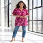 Plus Size Angelina Crinkle Crepe Y-Neck Short Sleeve Tunic image number null