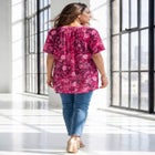 Plus Size Angelina Crinkle Crepe Y-Neck Short Sleeve Tunic image number null