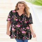Plus Size Angelina Crinkle Crepe Y-Neck Short Sleeve Tunic image number null