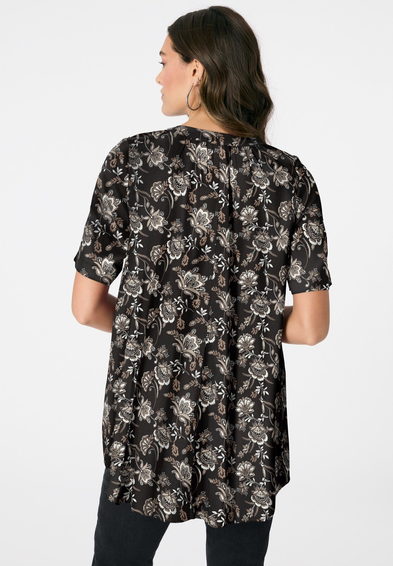 Plus Size Angelina Tunic Top – Short Sleeve, Flowy Fit, Everyday Comfort image number 1