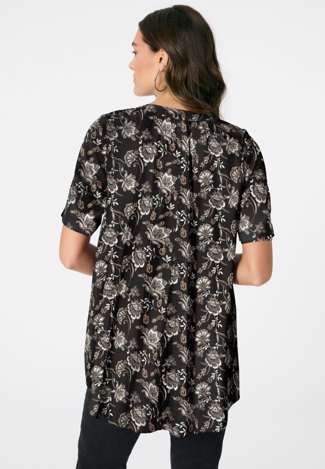 Plus Size Angelina Tunic Top – Short Sleeve, Flowy Fit, Everyday Comfort image number 1