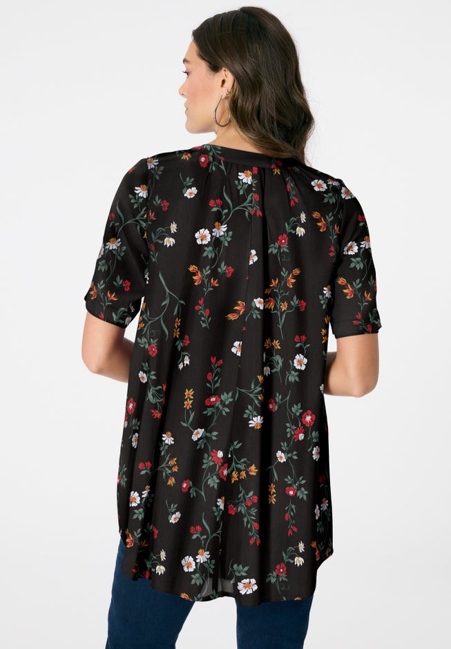 Plus Size Angelina Tunic Top – Short Sleeve, Flowy Fit, Everyday Comfort image number 1