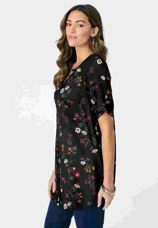 Plus Size Angelina Tunic Top – Short Sleeve, Flowy Fit, Everyday Comfort image number 2