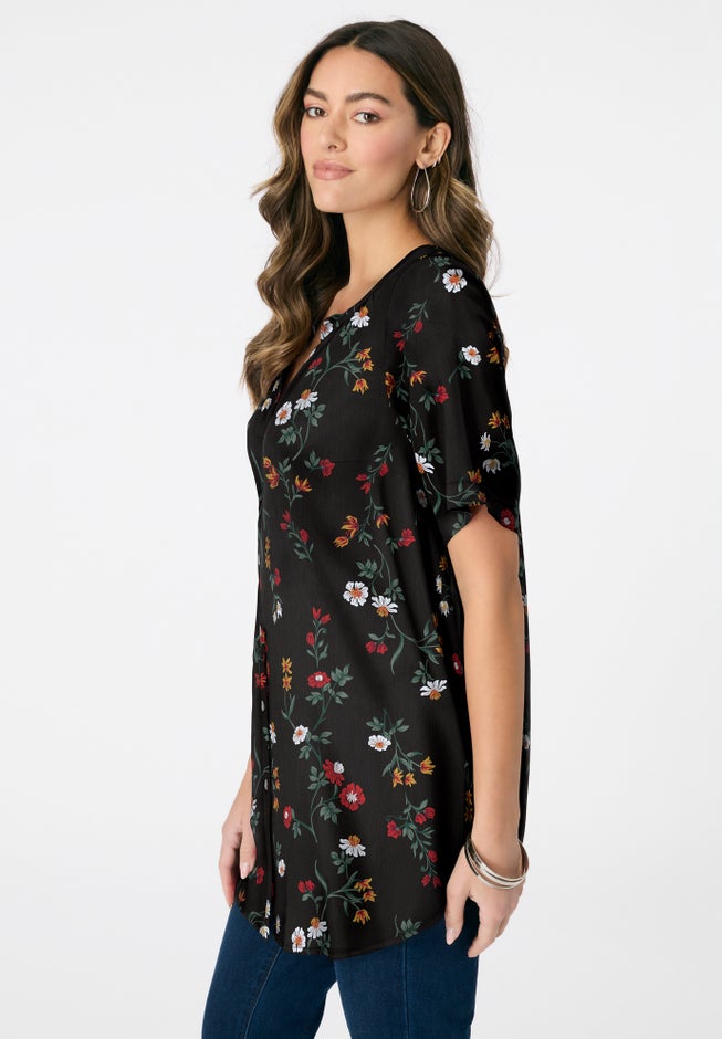 Plus Size Angelina Tunic Top – Short Sleeve, Flowy Fit, Everyday Comfort image number 2