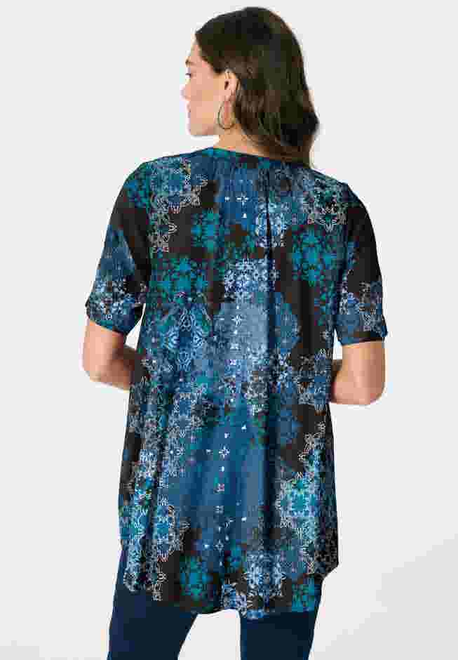 Plus Size Angelina Tunic Top – Short Sleeve, Flowy Fit, Everyday Comfort image number 1