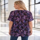 Plus Size Angelina Crinkle Crepe Y-Neck Short Sleeve Tunic image number 1