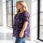 Plus Size Angelina Crinkle Crepe Y-Neck Short Sleeve Tunic image number 2